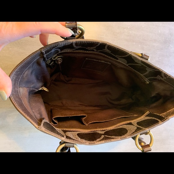 Coach Brown Metallic Signature C purse tote # 11505 - Picture 3 of 7
